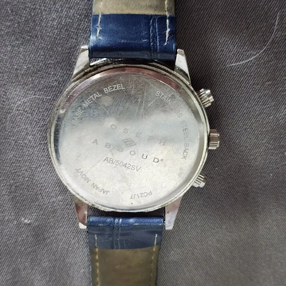 Joseph Abboud Navy Blue Three Dial Japan Movement AB/5042SV Vegan Leather Watch